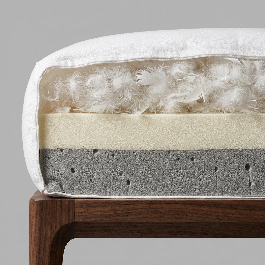 Структура наполнителя премиального дивана пенополиуретан и пух